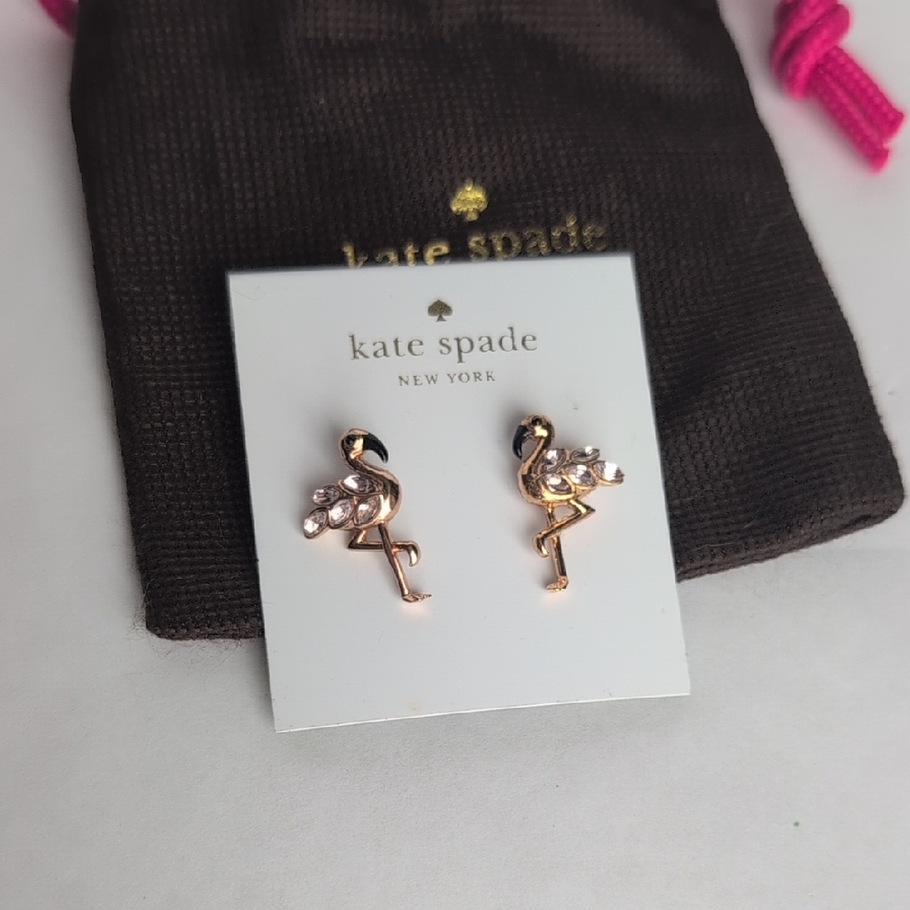 Kate Spade Gold and Silver Flamingo Earrings Bird's The Word